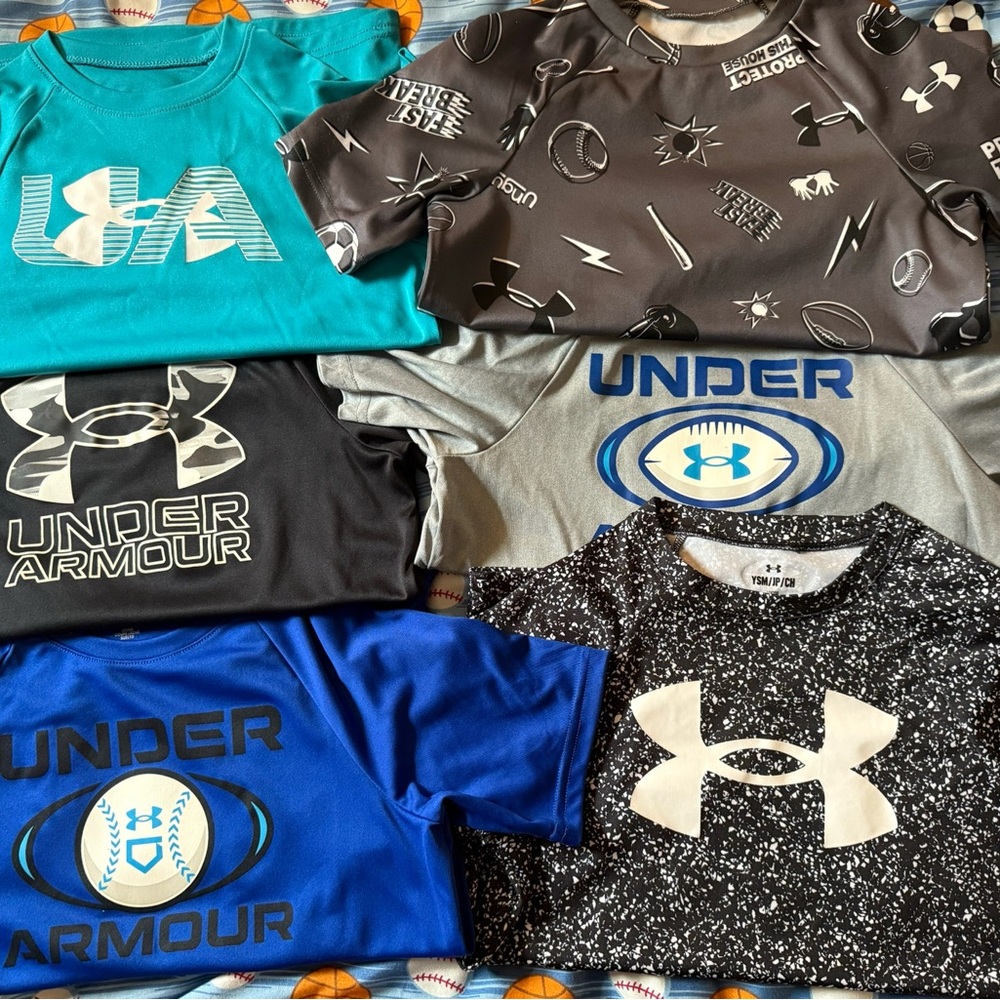 Under Armour Kids' Tees - Teal, Black, Gray, Blue